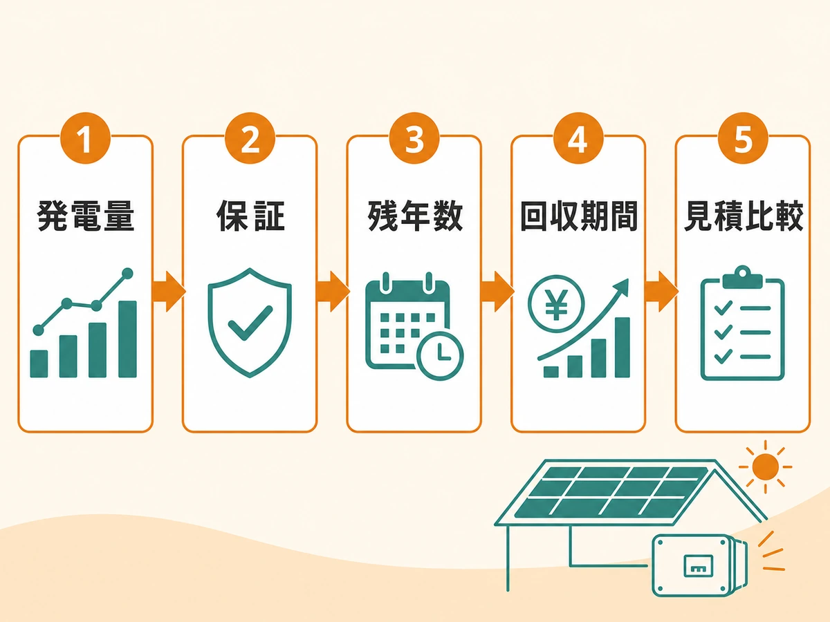 パワコン故障時に確認する発電量、保証、残年数、回収期間、見積比較の流れ