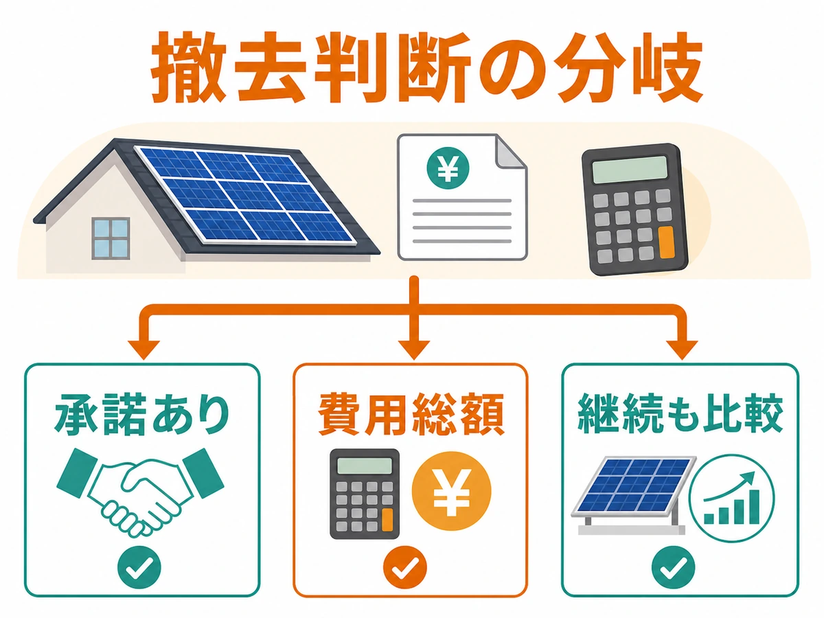 太陽光ローン残債と撤去費用を比較する判断分岐