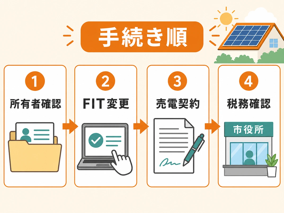 太陽光発電の名義変更で確認する手続き順