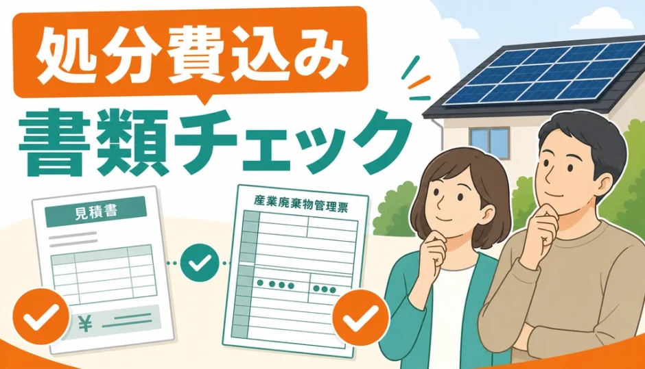 処分費込みの太陽光パネル撤去で証拠書類を確認するイメージ