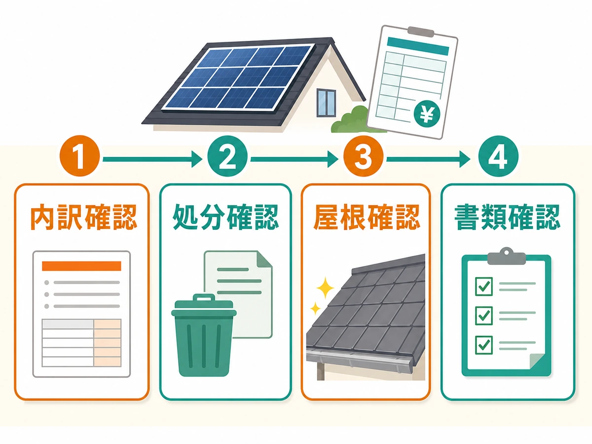 太陽光パネル撤去の見積もりで内訳・処分・屋根・書類を確認する流れ
