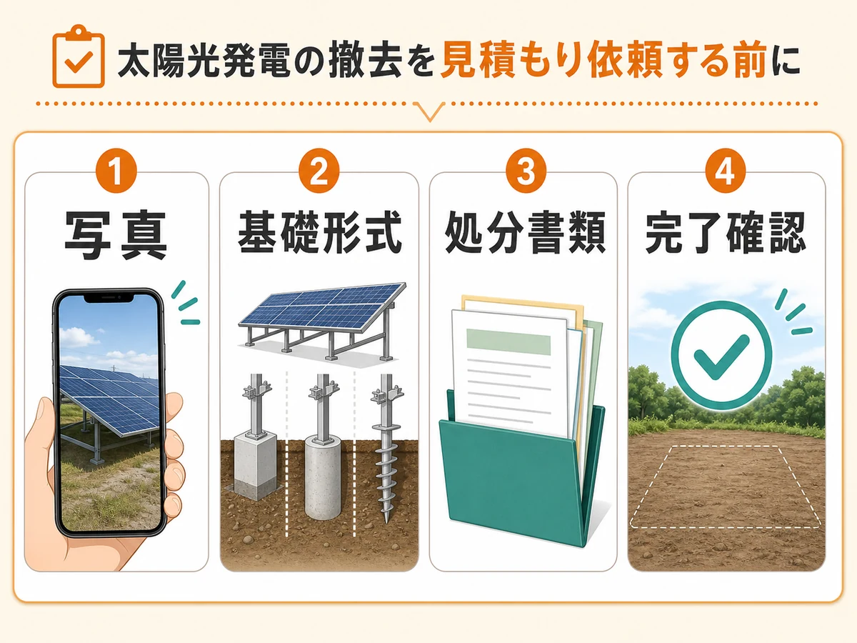 見積前に準備する写真、基礎形式、処分書類、完了確認のチェックリスト