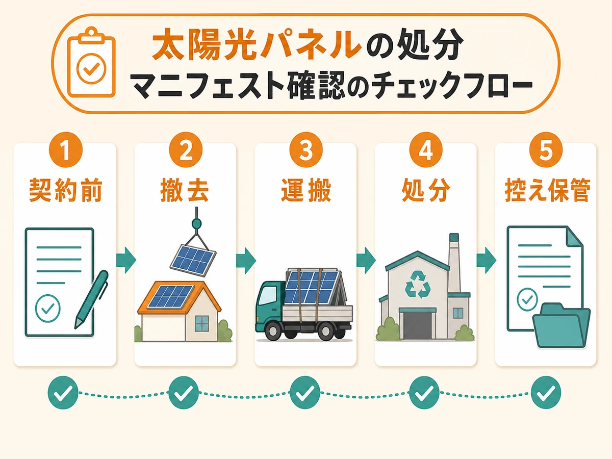 太陽光パネル処分でマニフェストを確認する流れ