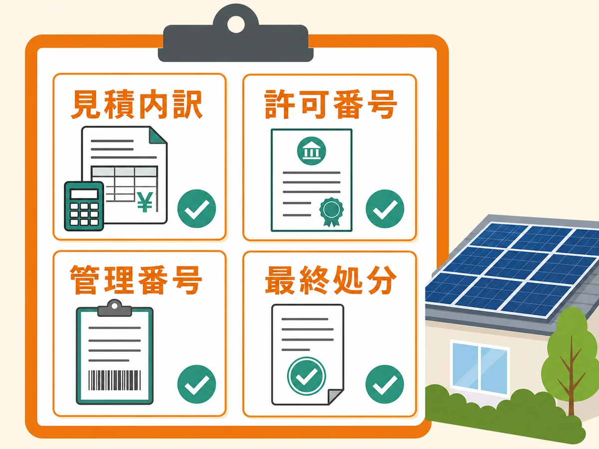 太陽光パネル処分で確認する書類チェックリスト