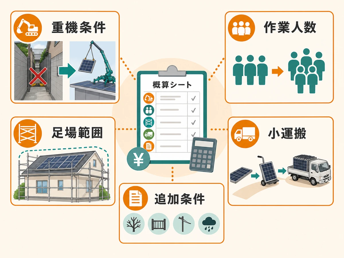 重機が入らない太陽光撤去で費用が変わる条件