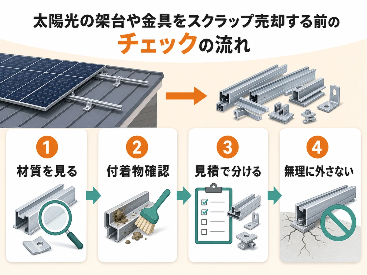 架台や金具の材質、付着物、見積、危険作業を確認する流れ