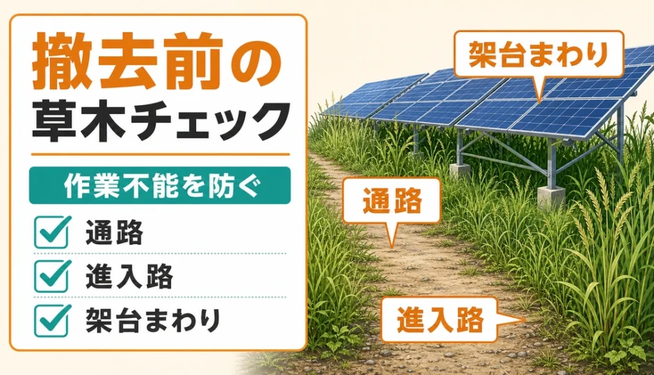 野立て太陽光の撤去前に確認する草木整備チェック