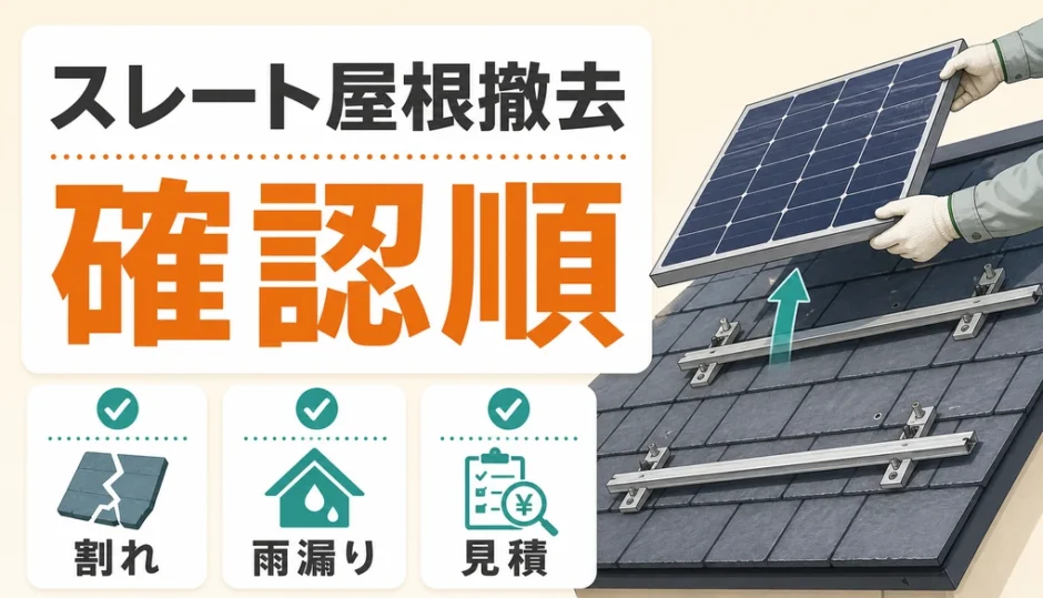スレート屋根の太陽光撤去で確認する割れや雨漏り対策のポイント