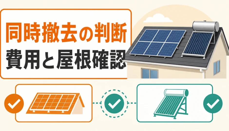 太陽光パネルと太陽熱温水器の同時撤去判断を示すサムネイル