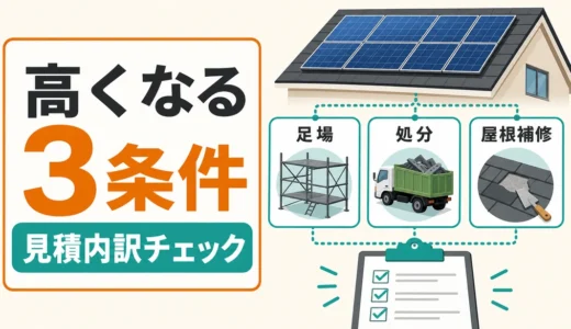 太陽光パネル撤去費用が高くなる3条件と見積もり内訳チェック