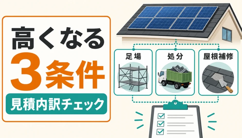 太陽光パネル撤去費用が高くなる3条件と見積もり内訳チェック