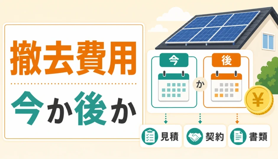 太陽光パネル撤去費用を今撤去するか後回しにするか判断する図解