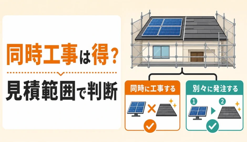 太陽光パネル撤去と屋根工事を同時に進めるか判断する図