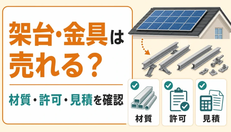 太陽光発電の架台・金具をスクラップ売却する前に材質、許可、見積を確認する図
