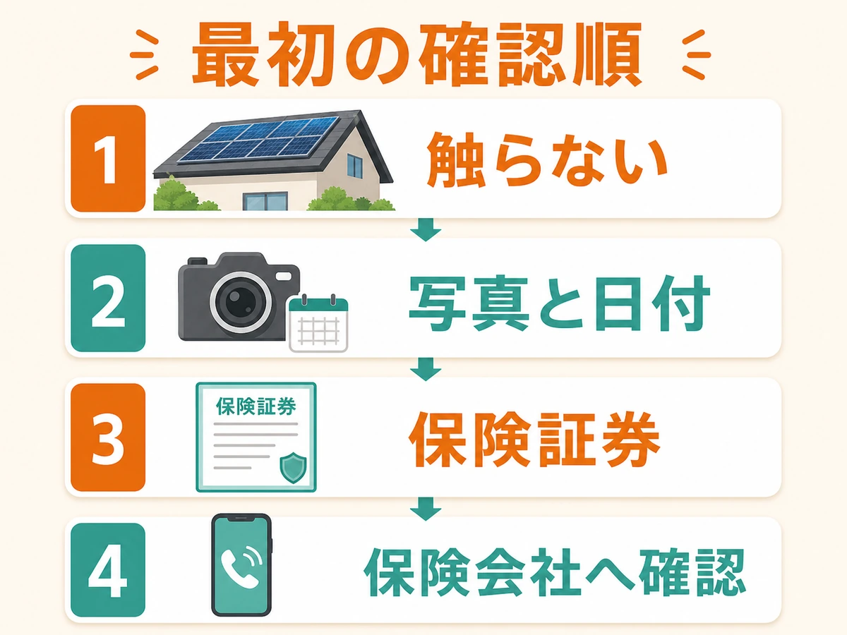 太陽光設備の損害を安全に記録して保険会社へ確認する順番