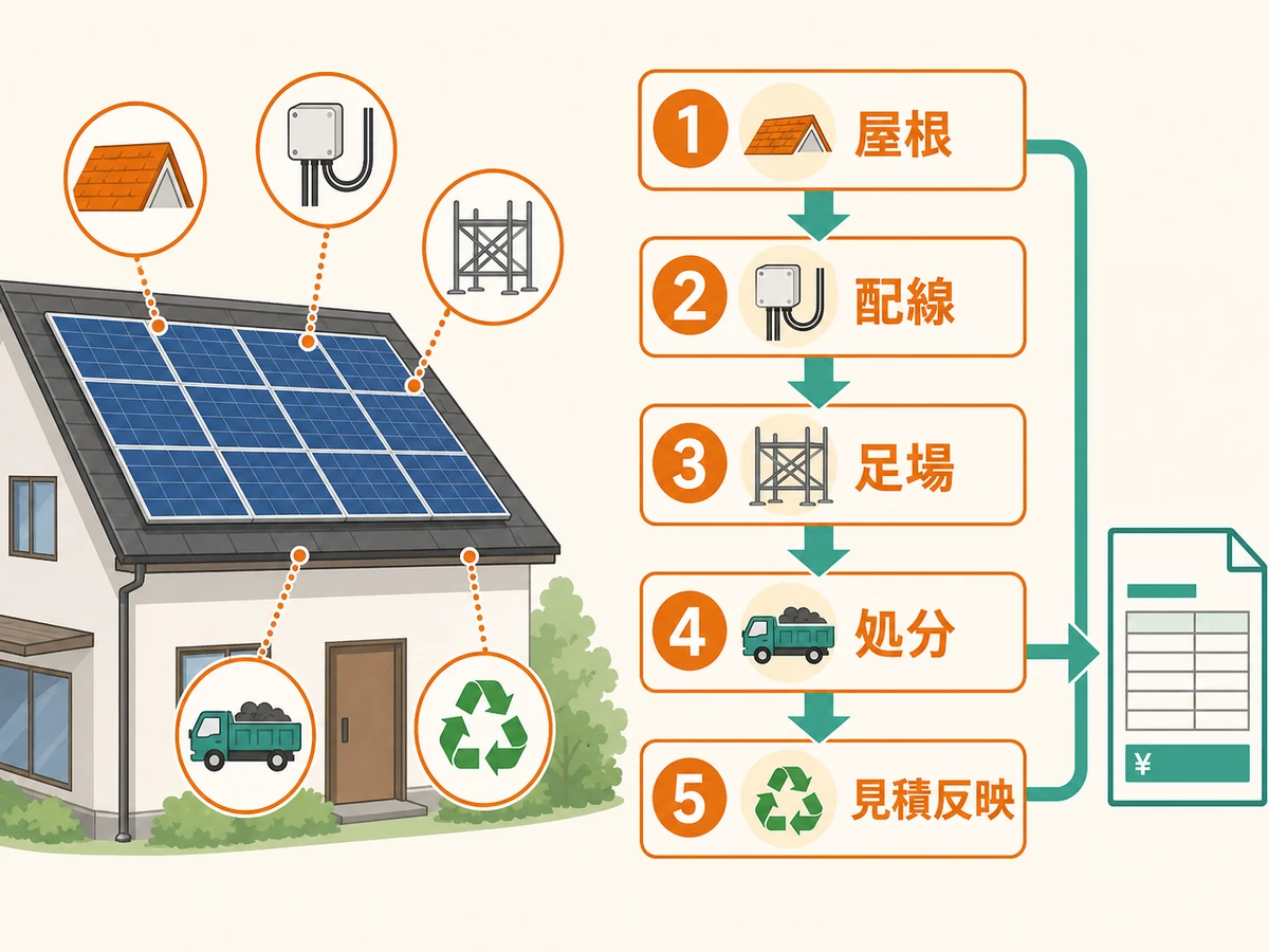 太陽光パネル撤去の現地調査で確認する屋根・配線・足場・処分・見積反映の流れ
