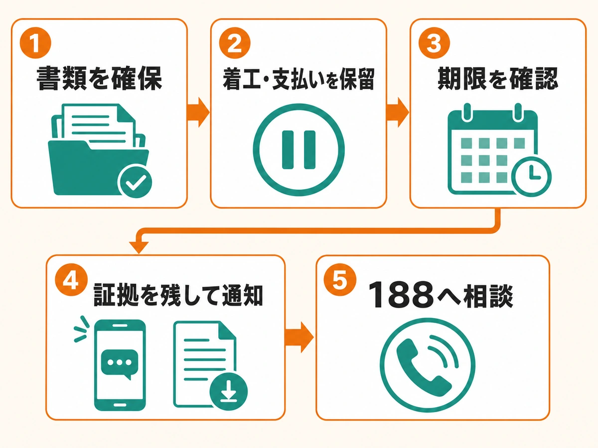太陽光撤去の訪問販売で契約した直後に書類確保から188相談まで進む5段階の流れ