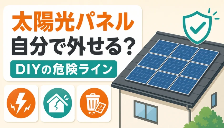 太陽光パネルを自分で外せるかとDIYの危険ラインを示す図