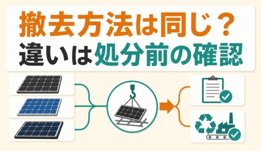 太陽光パネルは単結晶・多結晶・薄膜で撤去が変わる？処分の確認順