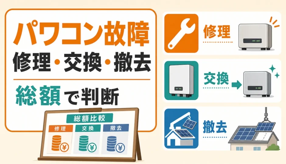 パワコン故障時に修理・交換・撤去を総額で判断する図解