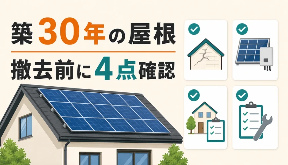築30年の屋根で太陽光パネル撤去前に確認する4項目