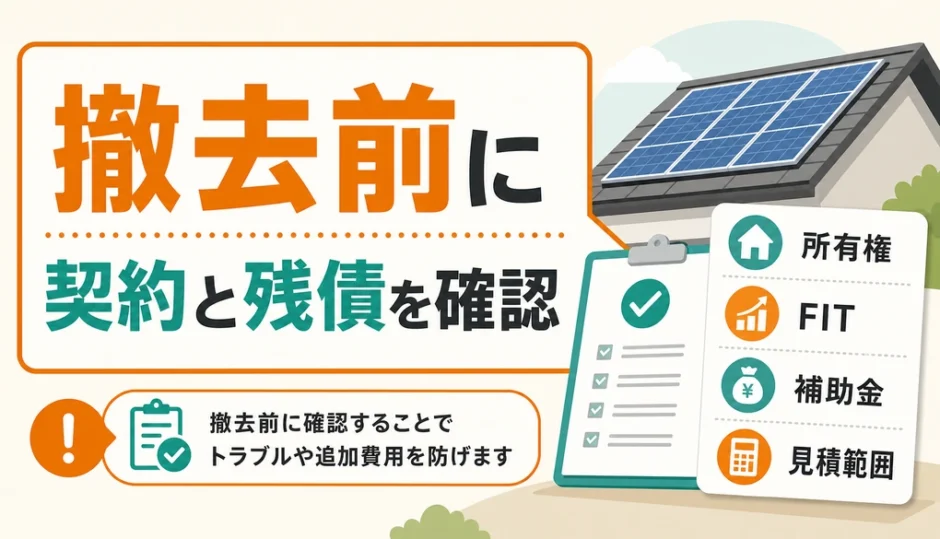 太陽光撤去前に契約とローン残債を確認するためのチェック項目
