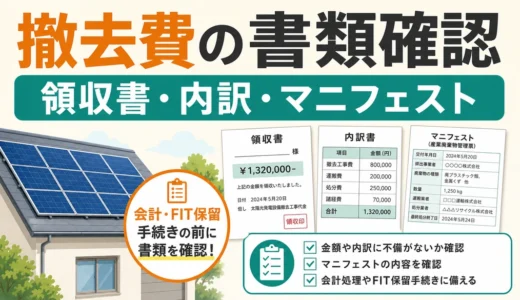 太陽光発電の撤去費は経費にできる？領収書・内訳書の確認順