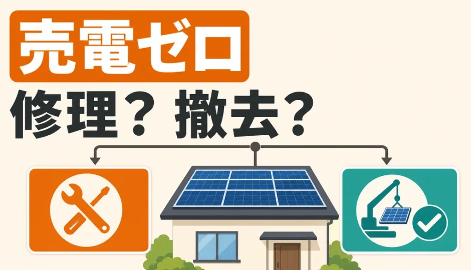 売電収入ゼロの太陽光を修理するか撤去するか考える判断図
