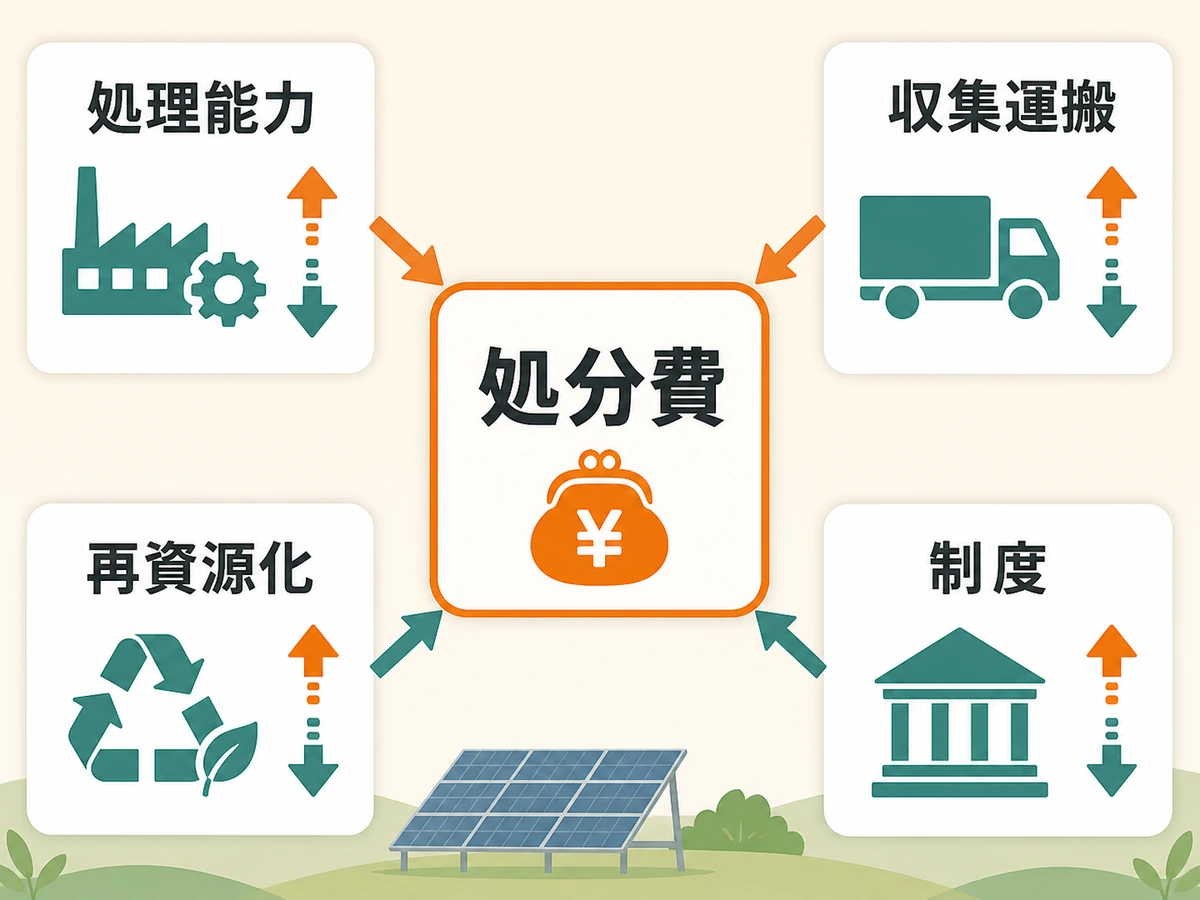 太陽光パネルの処分費を左右する処理能力、収集運搬、再資源化、制度の4要因