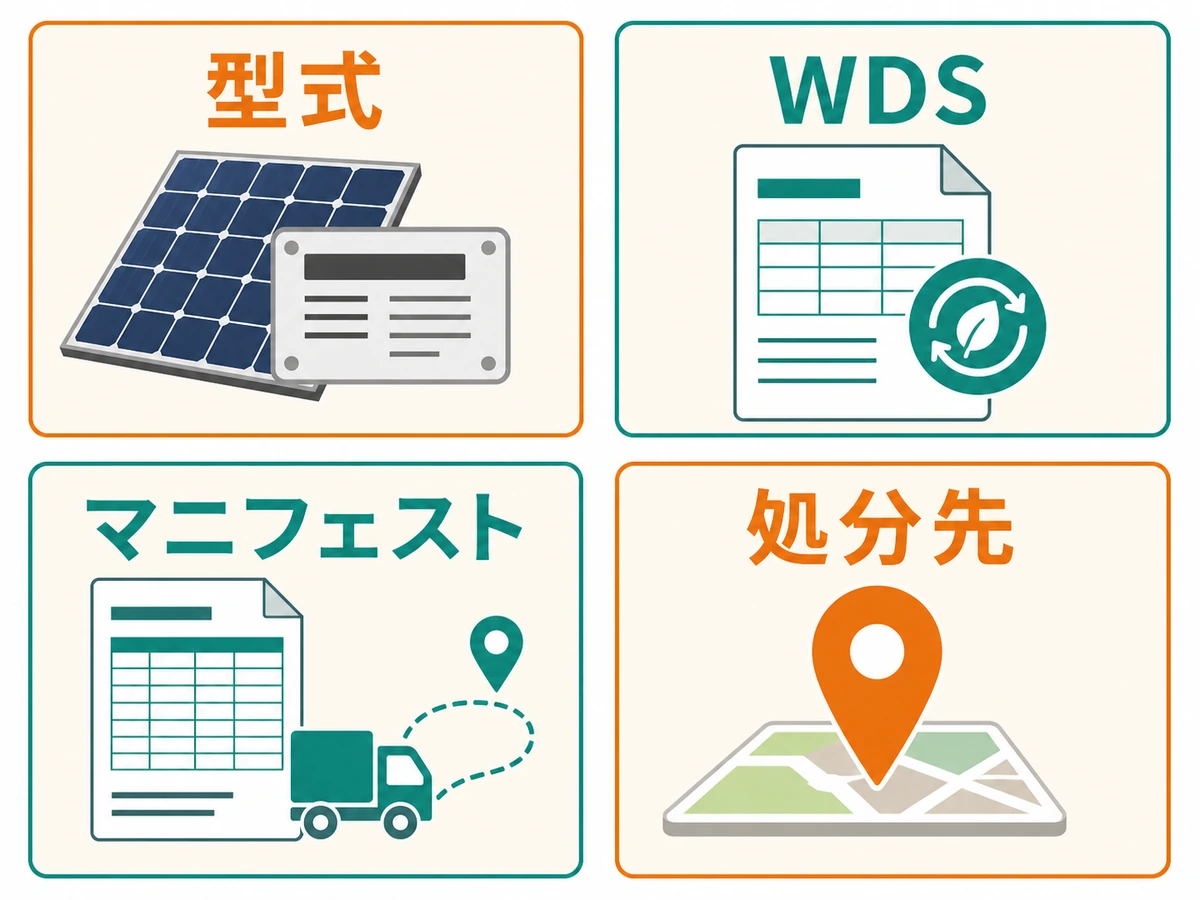 太陽光パネル処分で確認する型式・WDS・マニフェスト・処分先