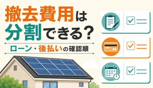 太陽光撤去費用は分割払いできる？ローン・後払いと残債の確認順