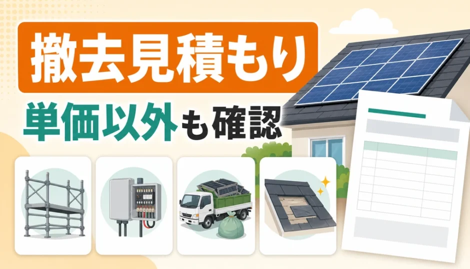 太陽光パネル撤去の見積もりで単価以外の費用を確認するイメージ