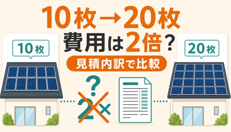 太陽光パネル10枚と20枚の撤去費用を見積内訳で比べる図