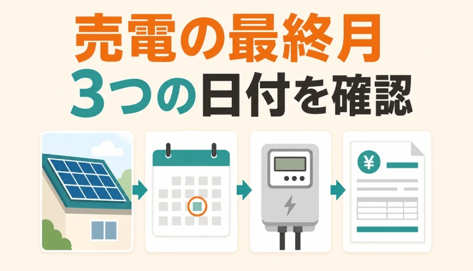 太陽光撤去前に売電最終月の3つの日付を確認する流れ