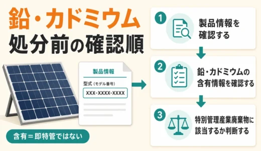 太陽光パネルの鉛・カドミウム｜特別管理廃棄物との違いと処分前の確認順