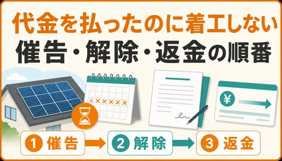 太陽光撤去工事が着工しないときの催告・解除・返金の順番