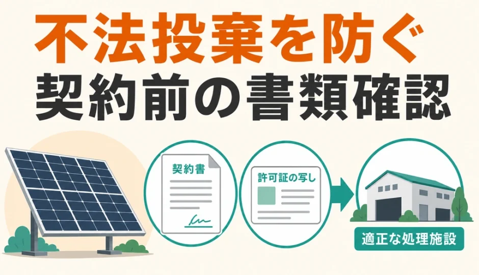 太陽光パネルの不法投棄を防ぐための契約前の書類確認